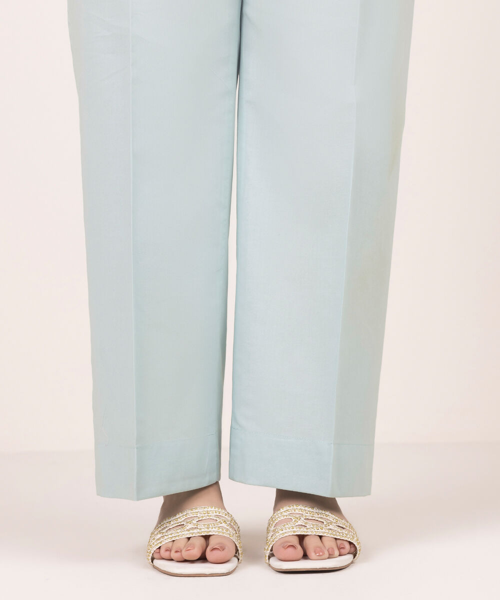 Women's RTW Cotton Viscose Solid Blue Culottes