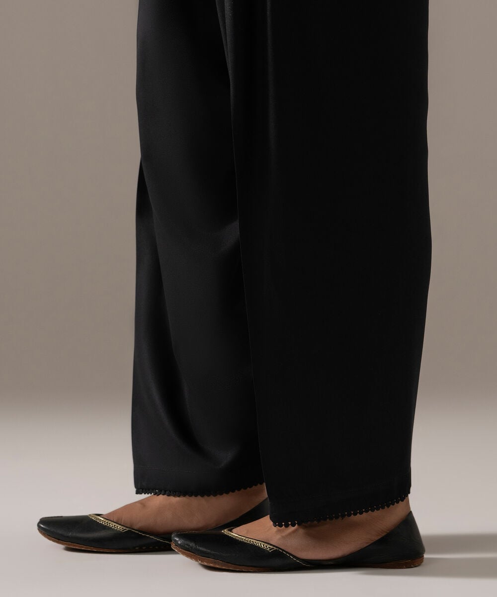 Women's RTW Viscose Marina Solid Black Shalwar