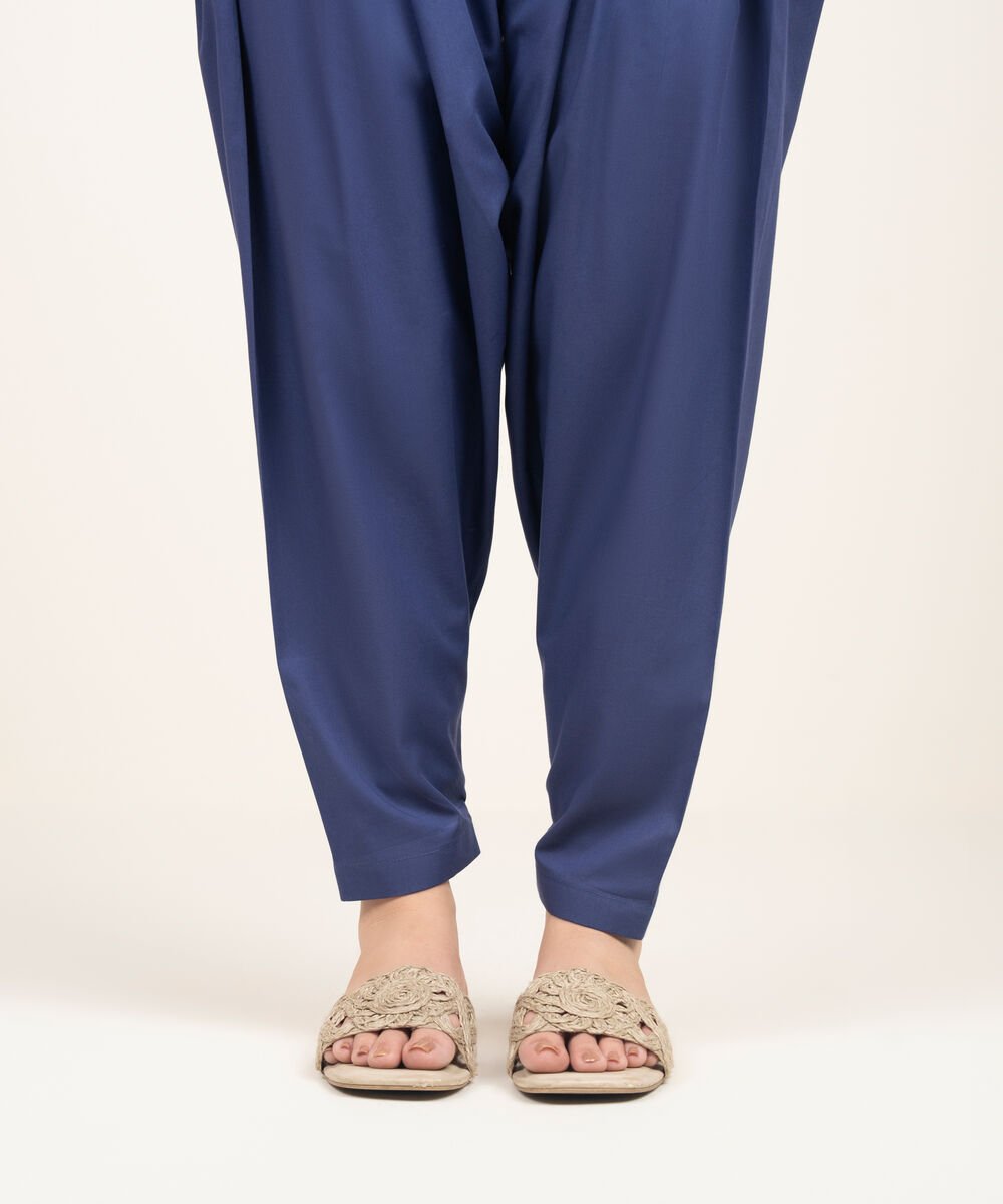 Women's RTW Lawn Solid Blue Shalwar