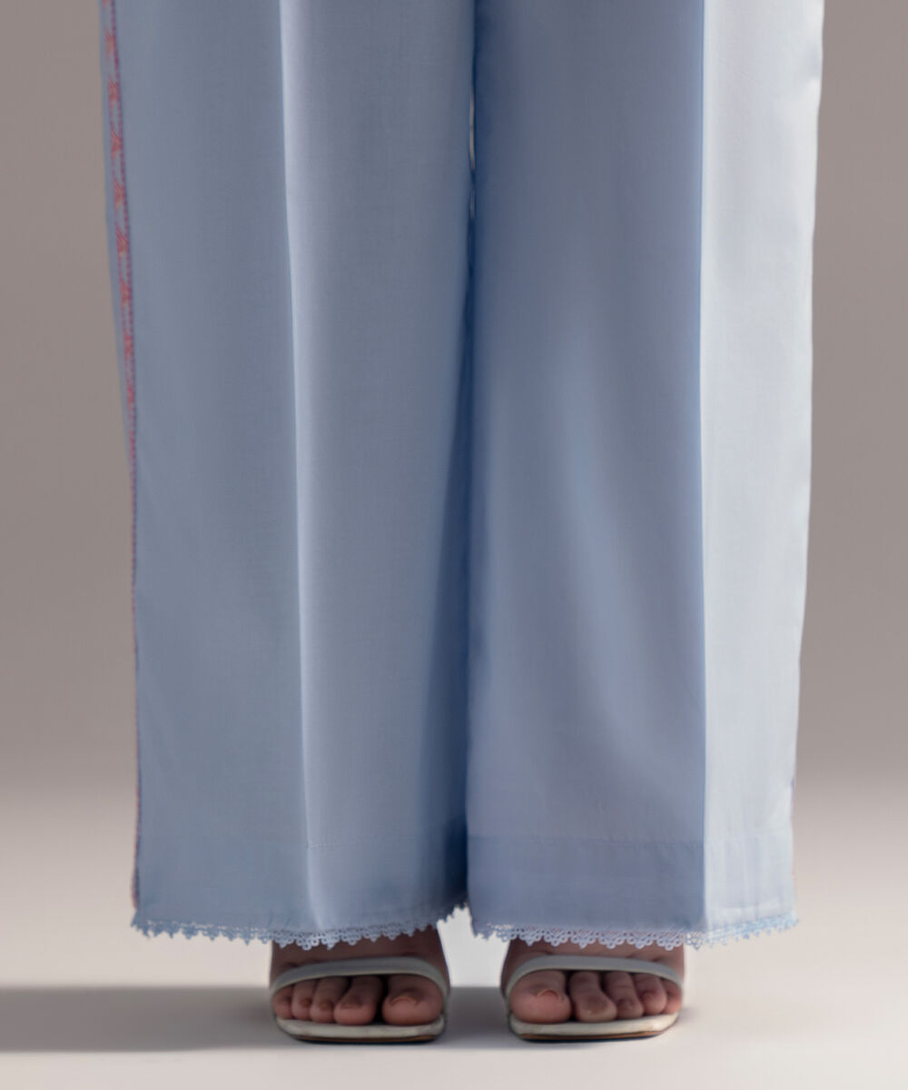 Women's RTW Cambric Embroidered Ice Blue Culottes