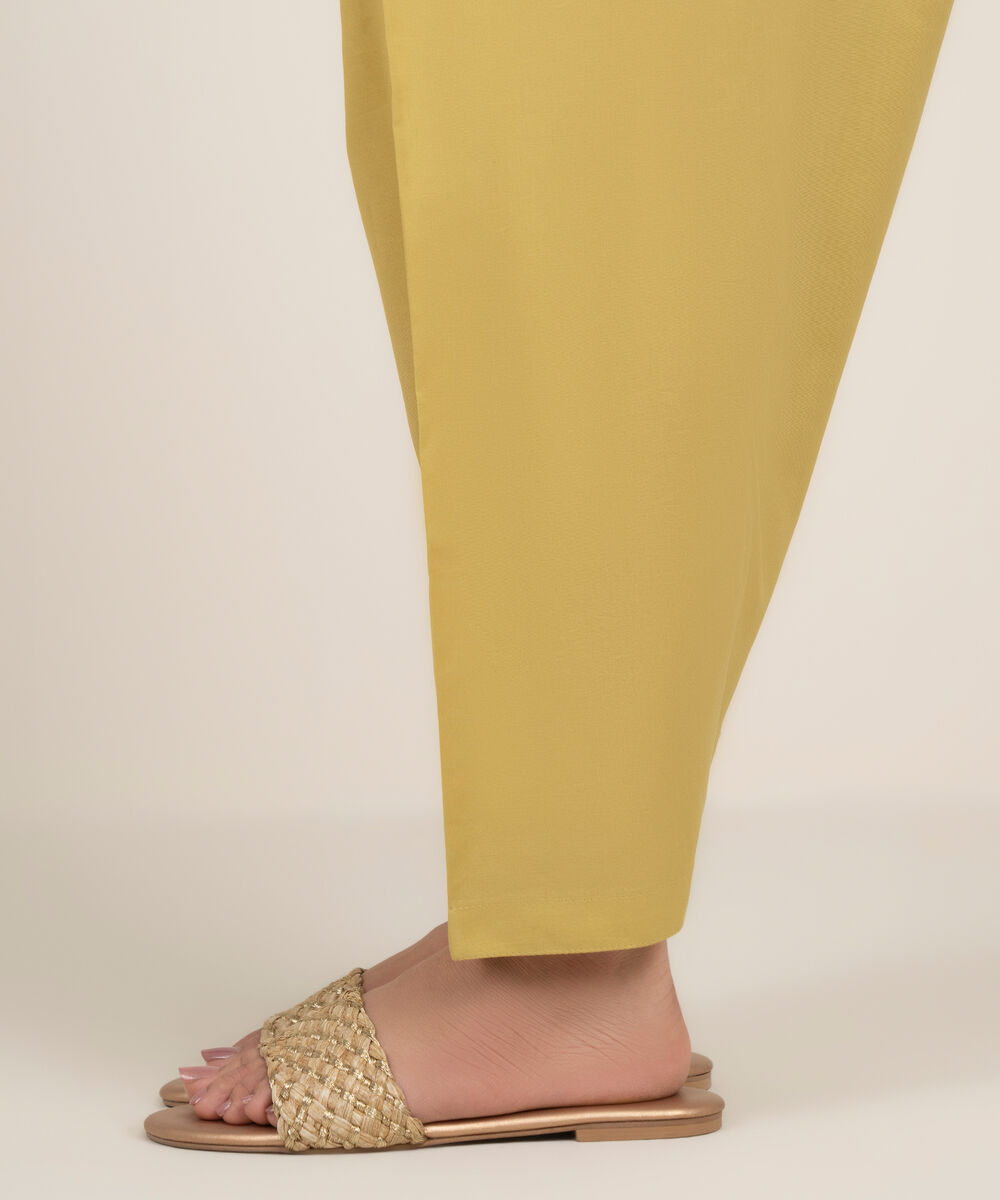 Women's RTW Cambric Solid Yellow Shalwar