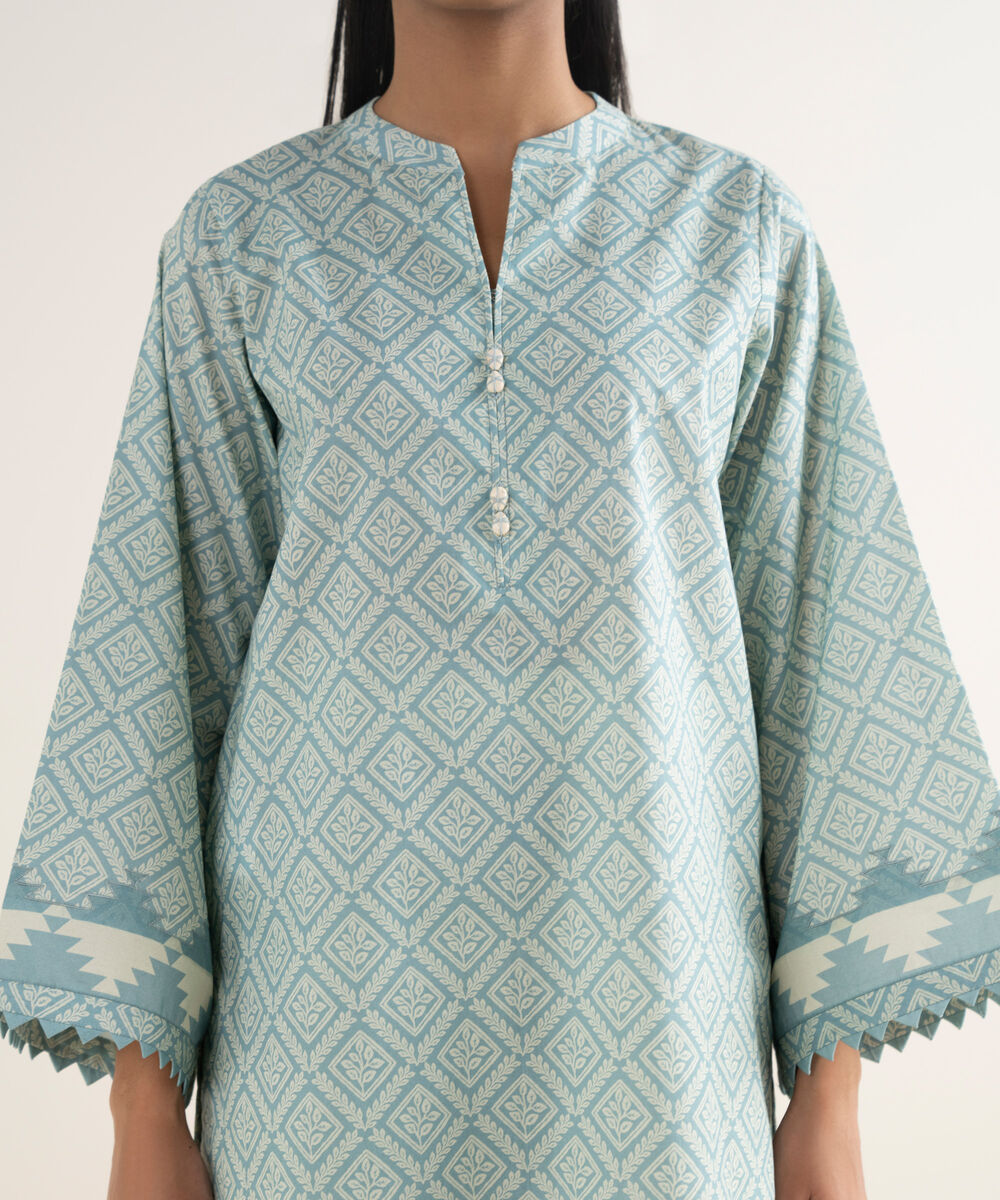 Women's Unstitched Lawn Printed Blue 2 Piece Suit