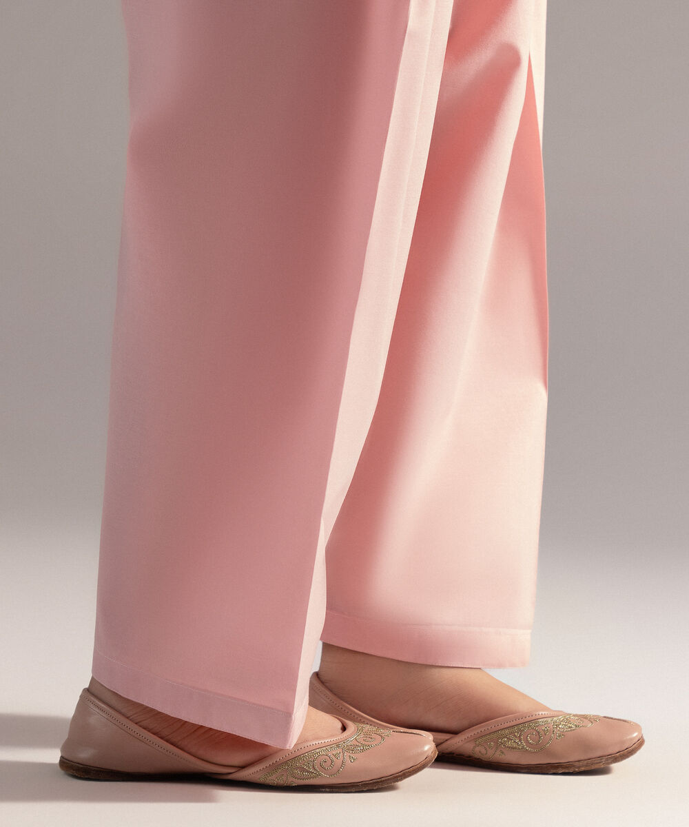 Women's RTW Cambric Solid Pink Shalwar