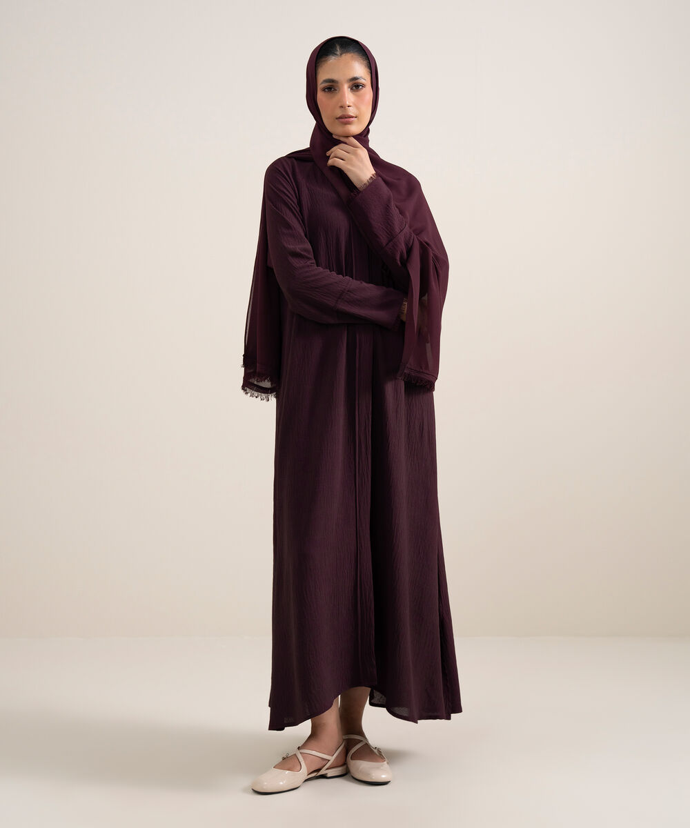 Women's Purple Raglan Abaya Set