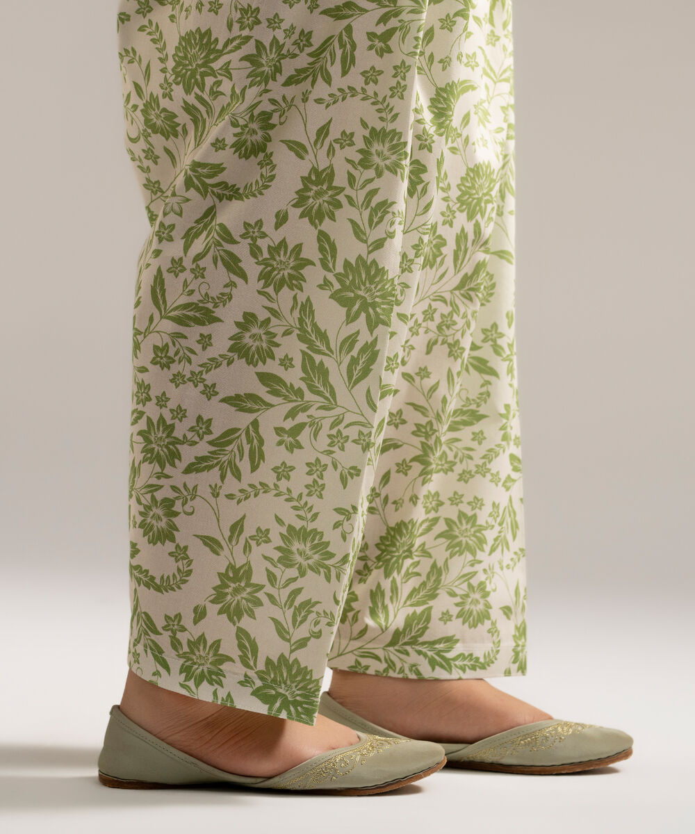 Women's RTW Cambric Printed Off White Shalwar