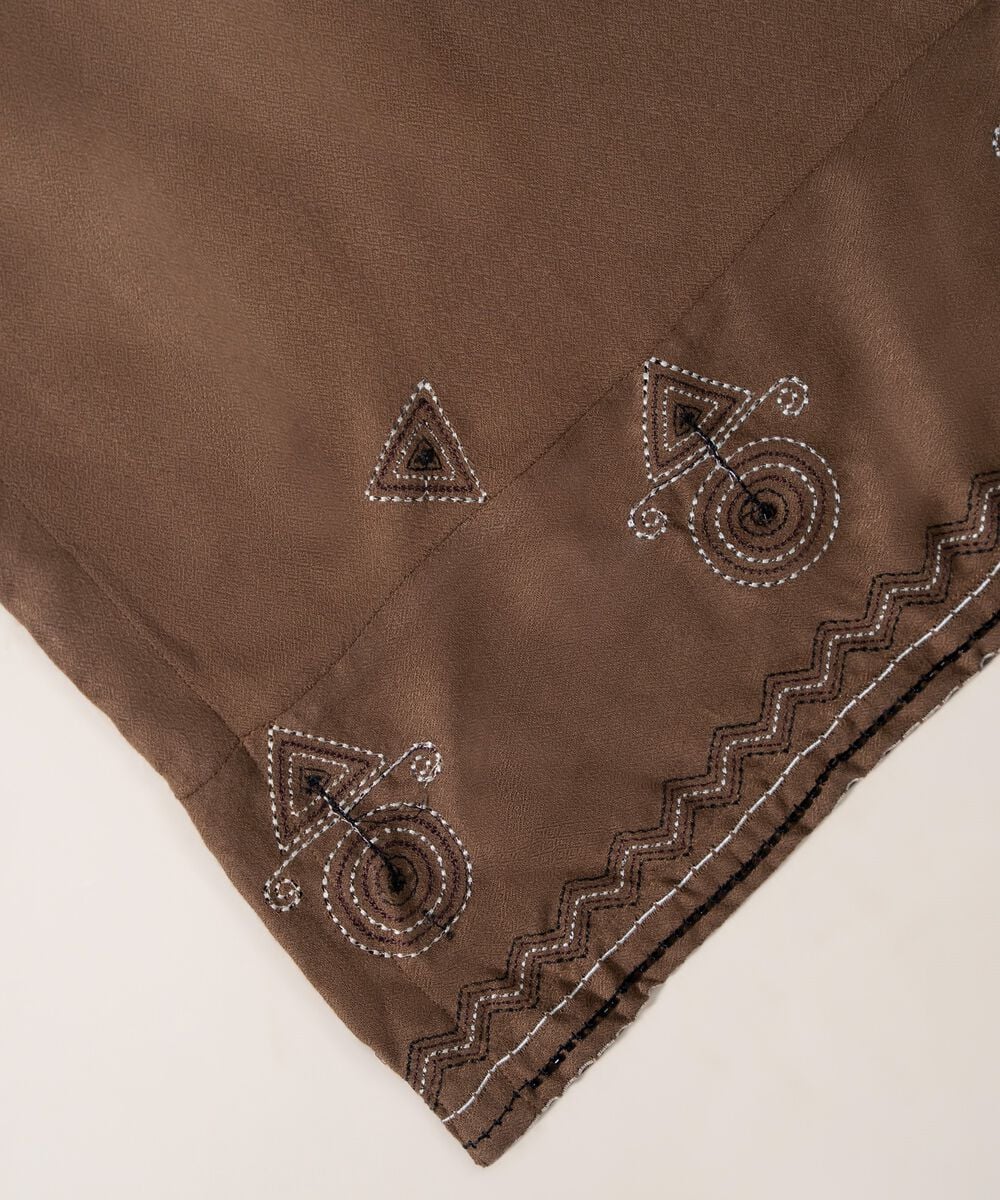 Women's RTW Poly Viscose Solid Brown Shawl
