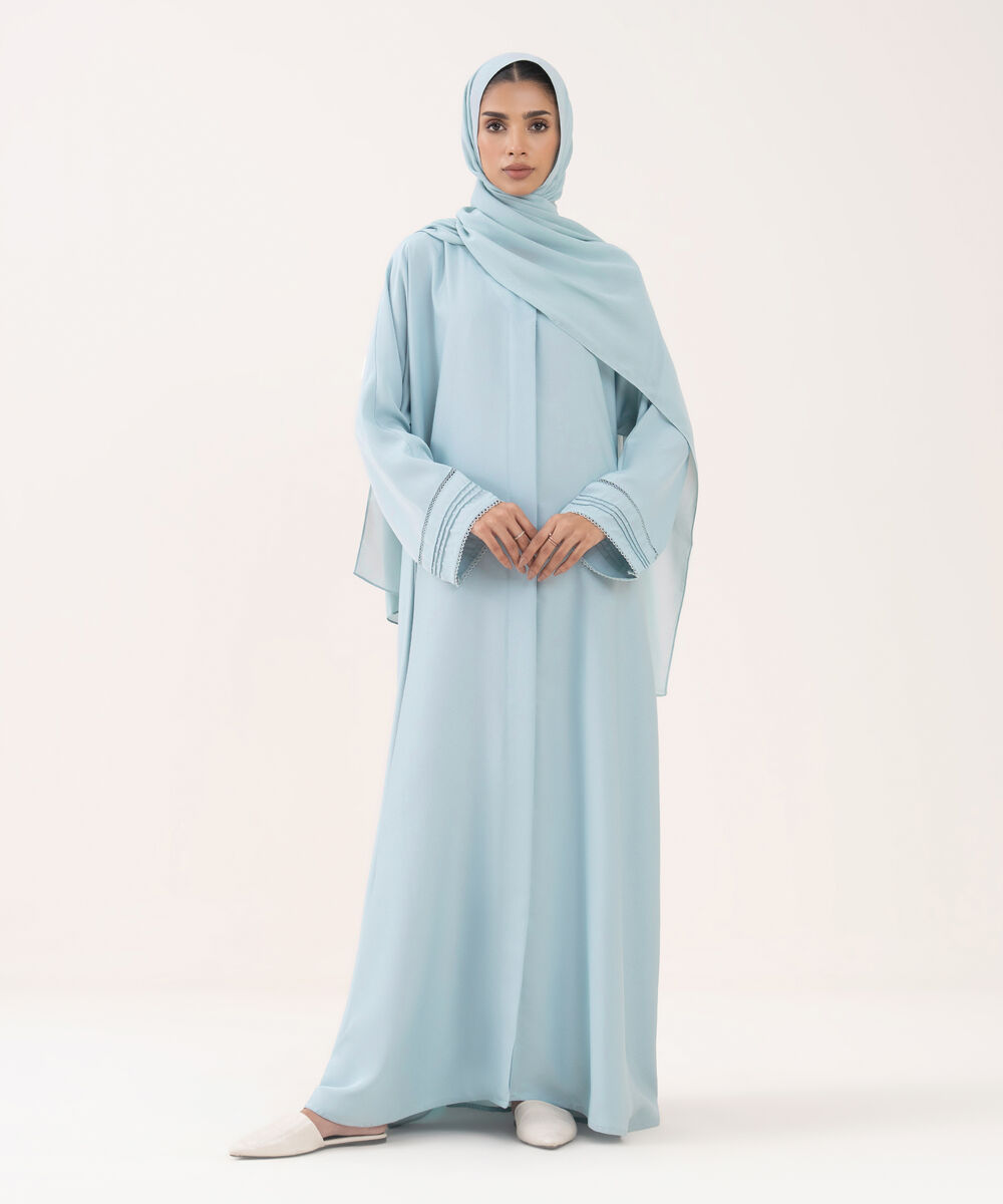 Women's Sky Blue Polyester Abaya