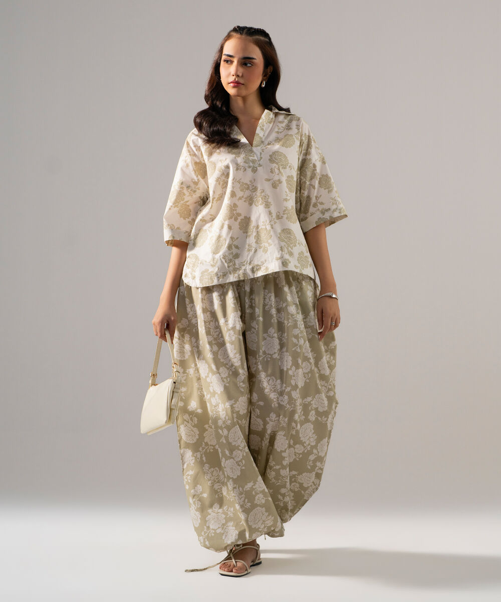 Women's RTW Poplin Printed White Top