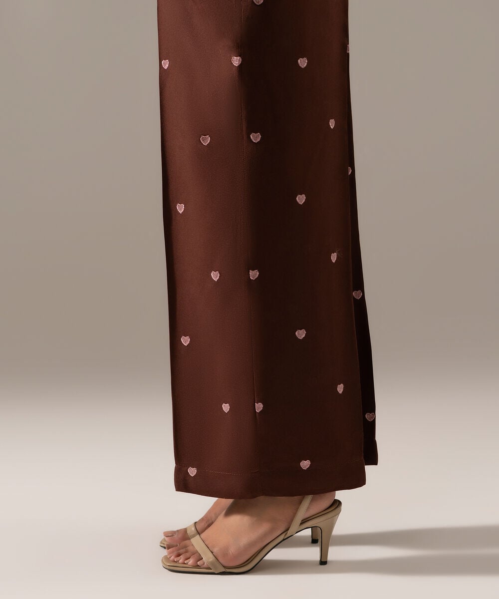 Women's RTW Bedford Solid Brown Farshi Shalwar