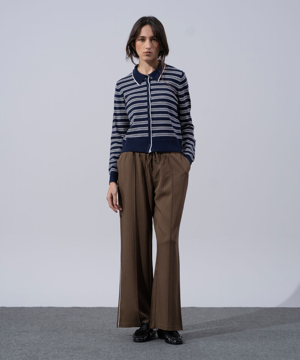 Women's Western Wear Brown Polyester Pull-On Drawstring Trousers