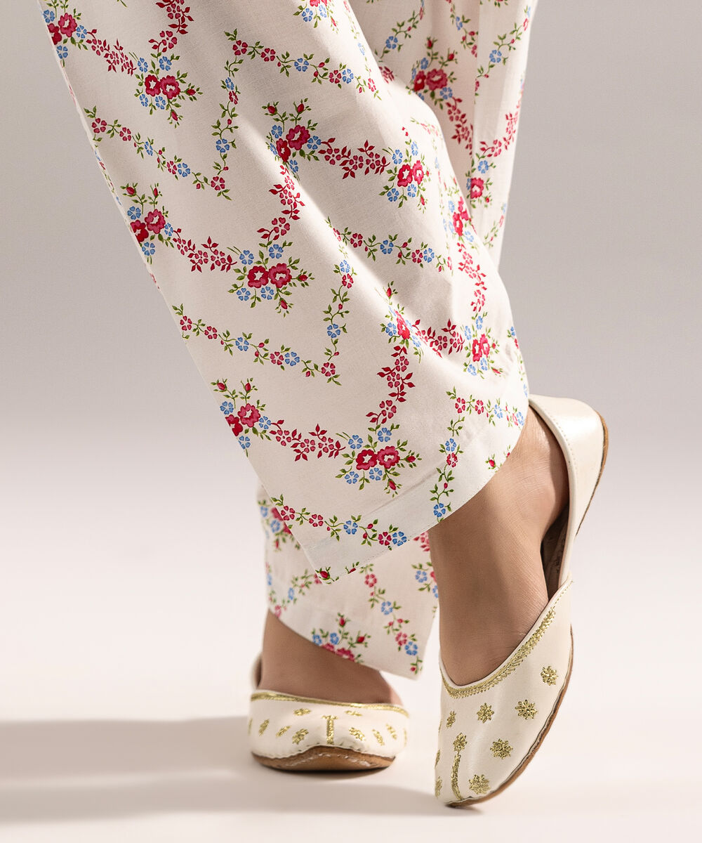 Women's RTW Cambric Printed Black Shalwar