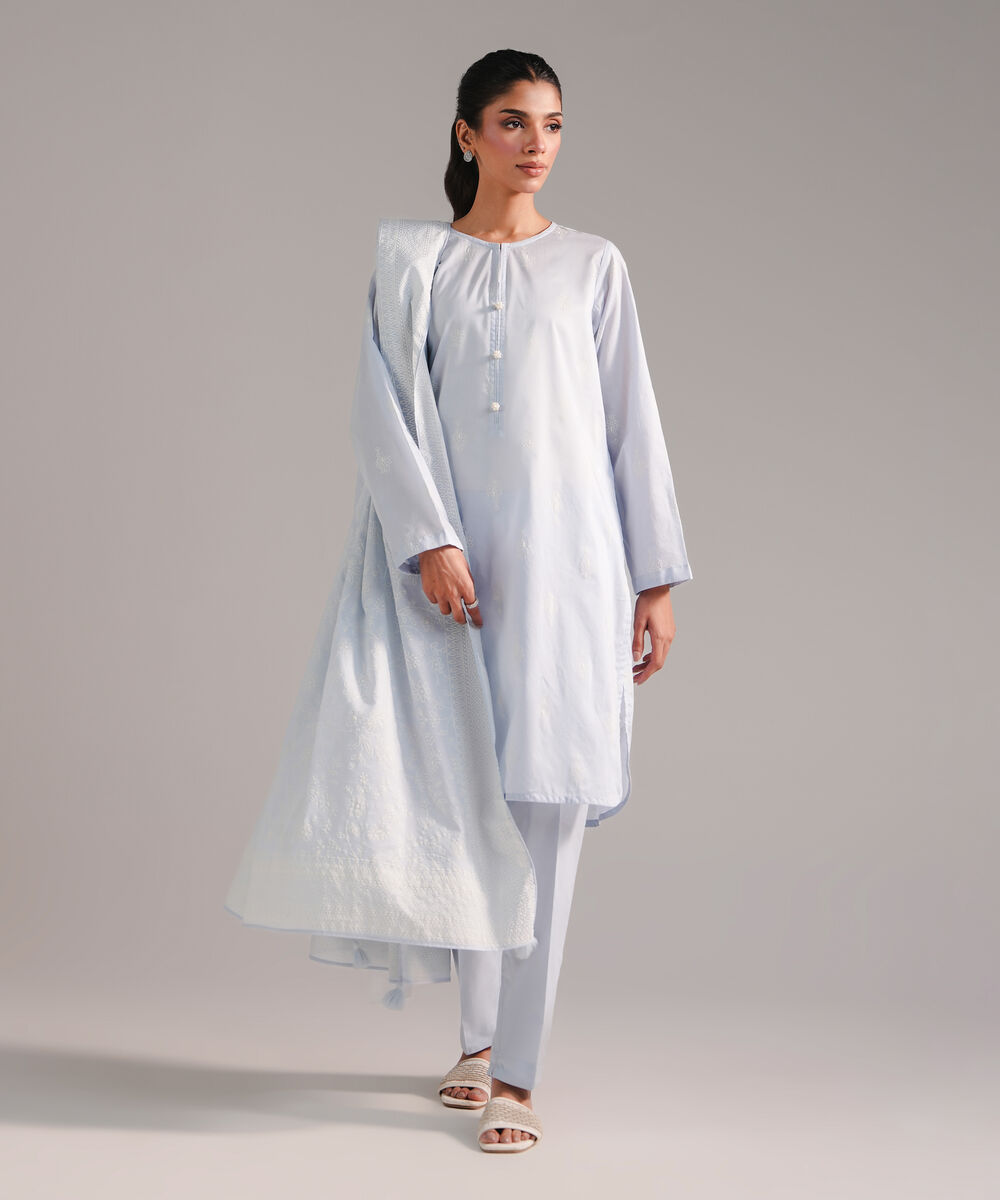 Lawn Printed Ice Blue Dupatta