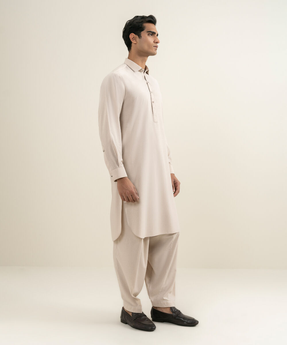 Men's light khaki Premium Wash & Wear Kameez Shalwar