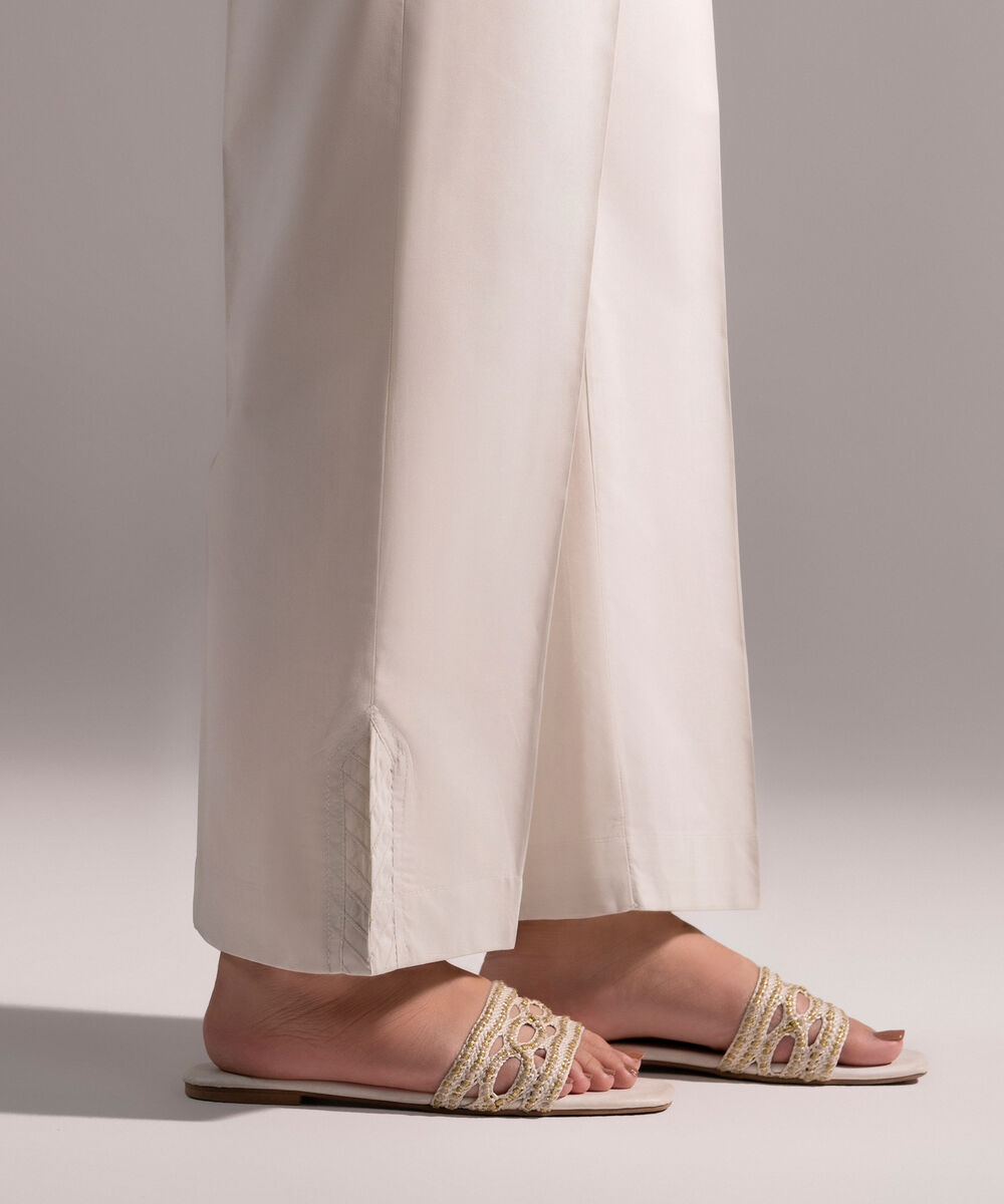 Women's RTW Poplin Solid Grey Straight Pants