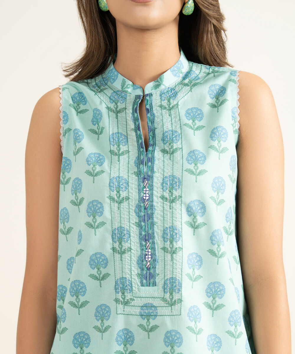Women's Unstitched Lawn Embroidered Blue 3 Piece Suit