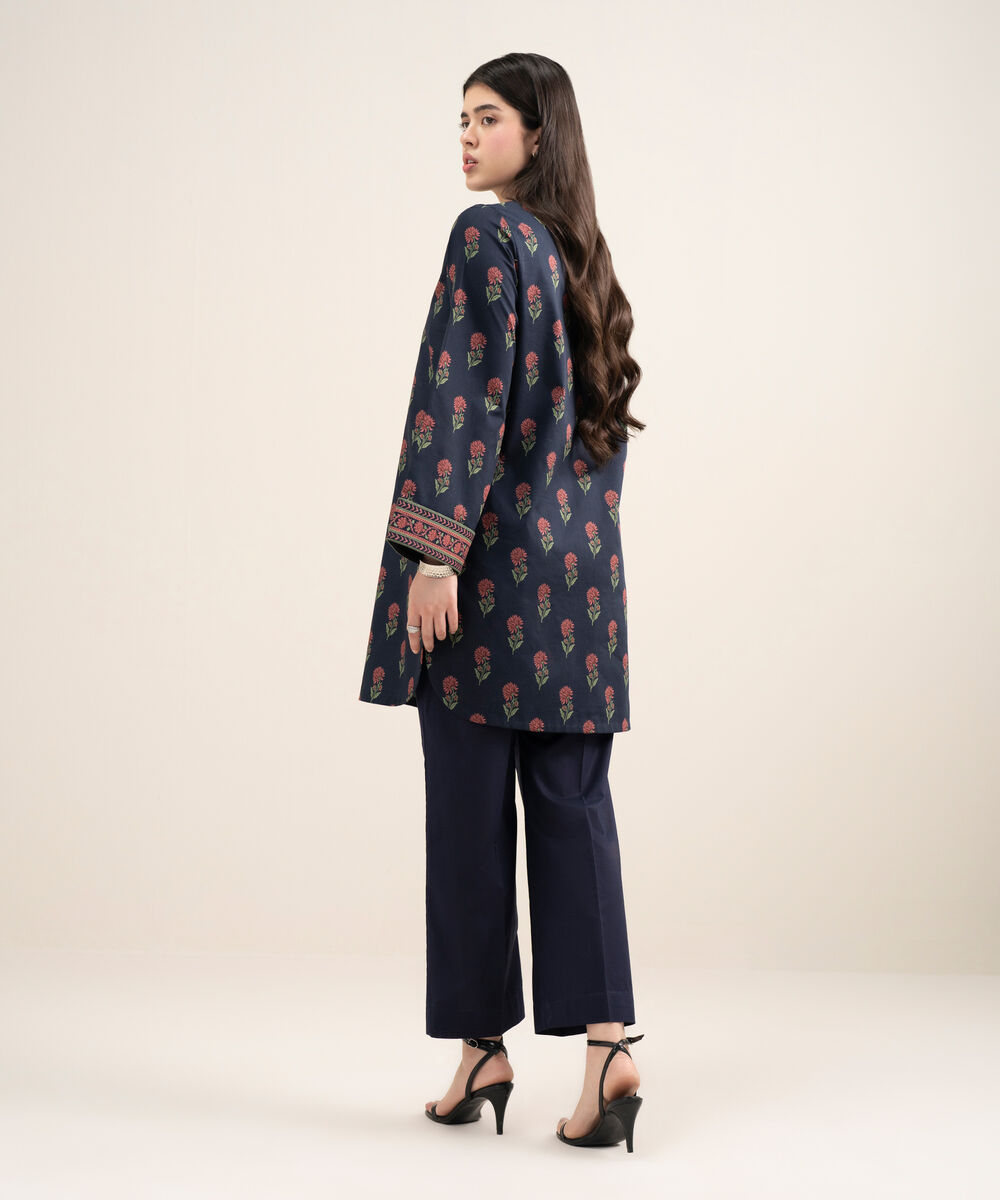 Women's Unstitched Lawn Printed Blue Shirt