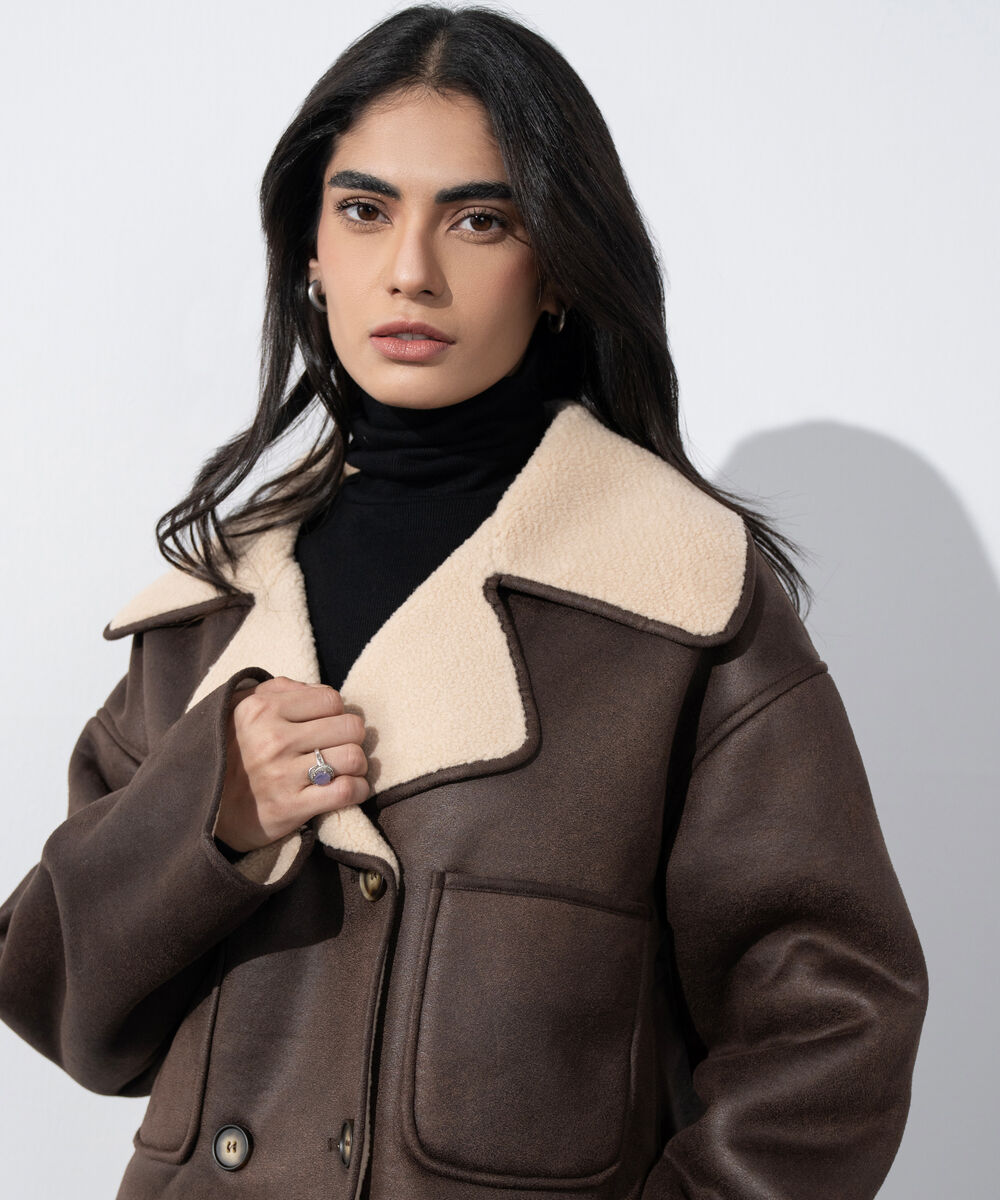 Women's Western Wear Brown Double Faced Short Jacket