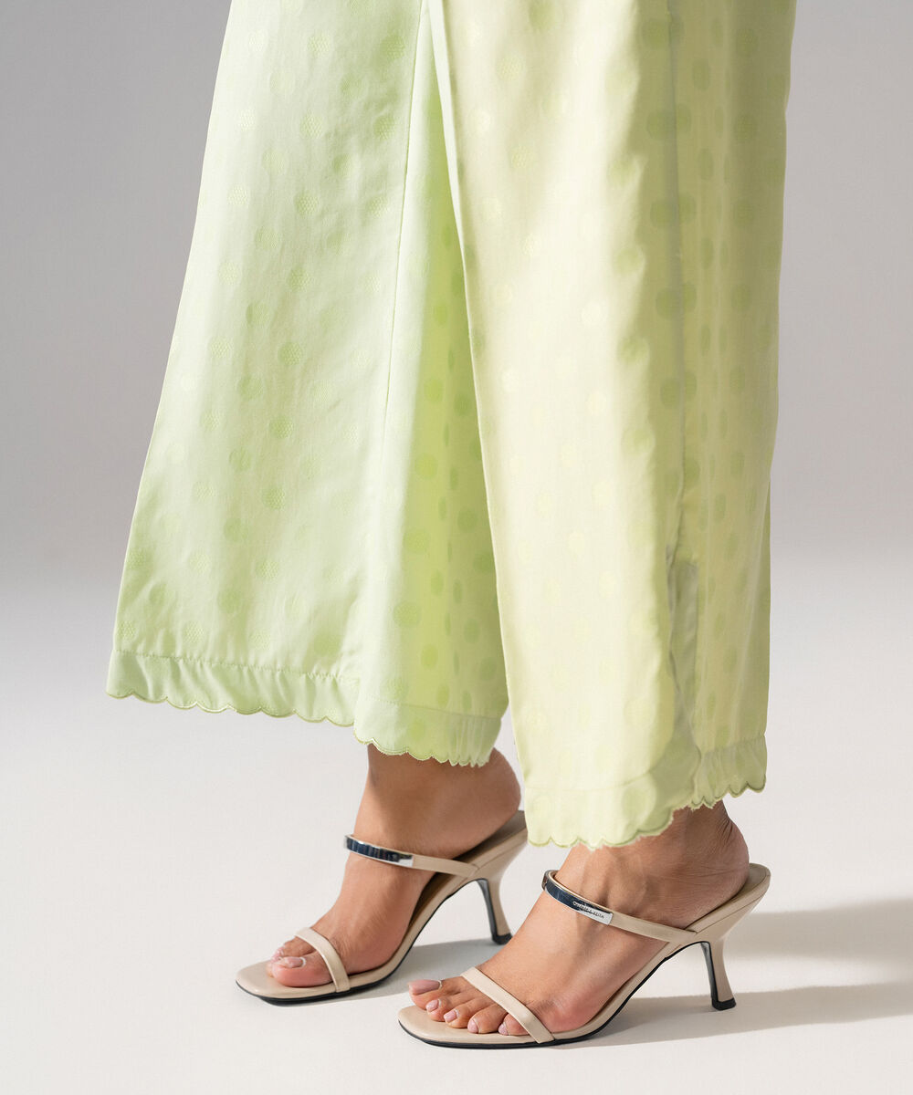 Women's RTW PV Jacquard Solid Mint Green Flared Pants