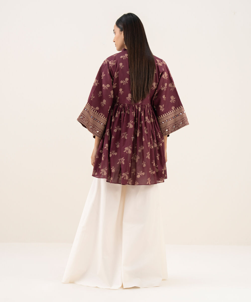 Women's Unstitched Lawn Printed Red Shirt