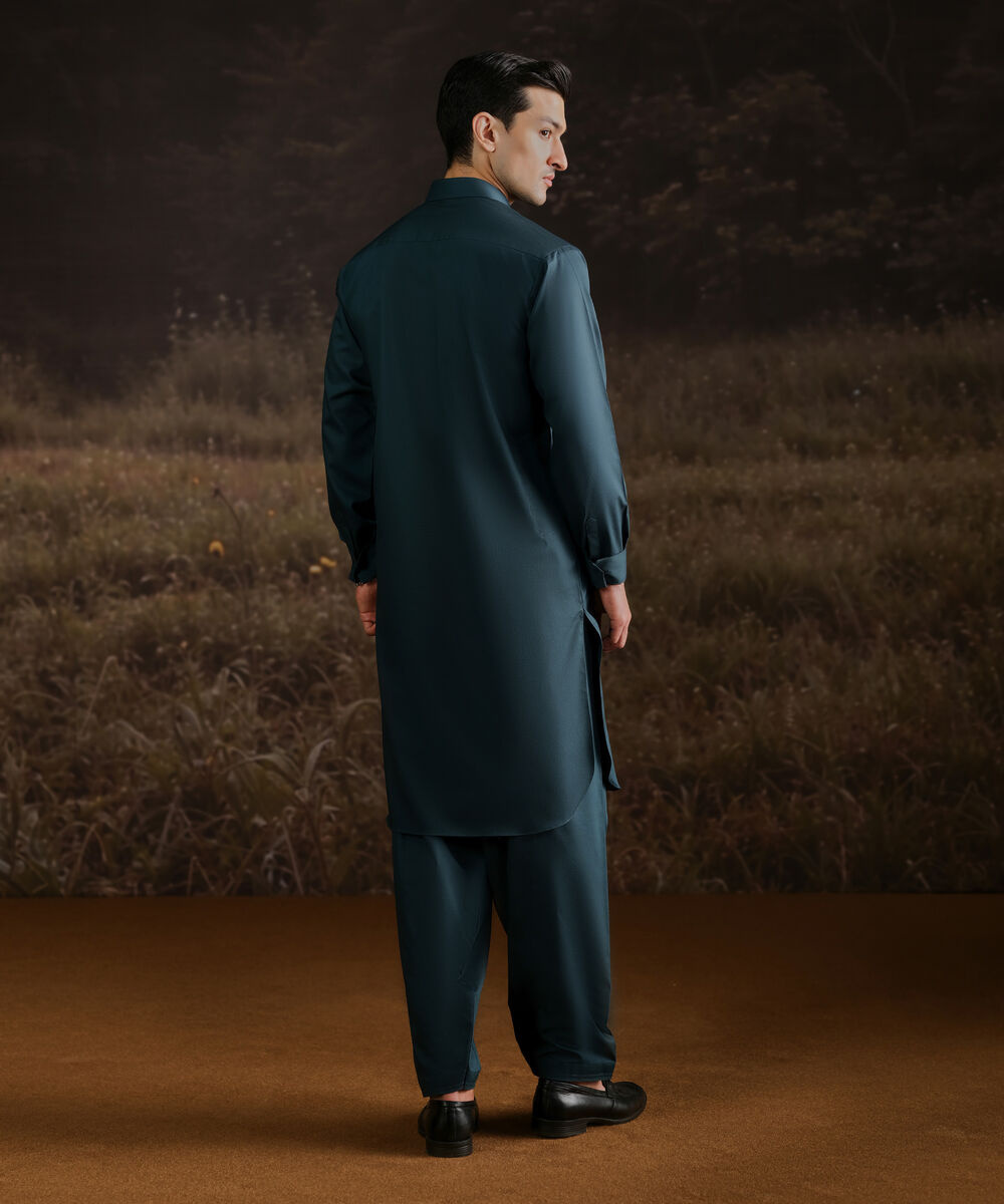 Men Unstitched Cotton Blue Full Suit Fabric