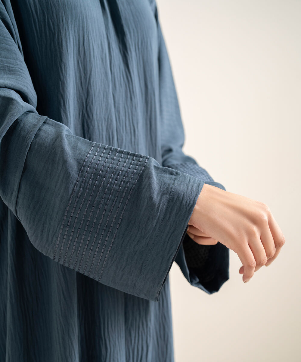 Women's Grey Embroidered Abbaya Set