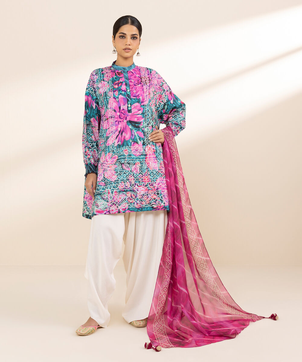 Women's Unstitched Lawn Printed Multi 2 Piece Suit