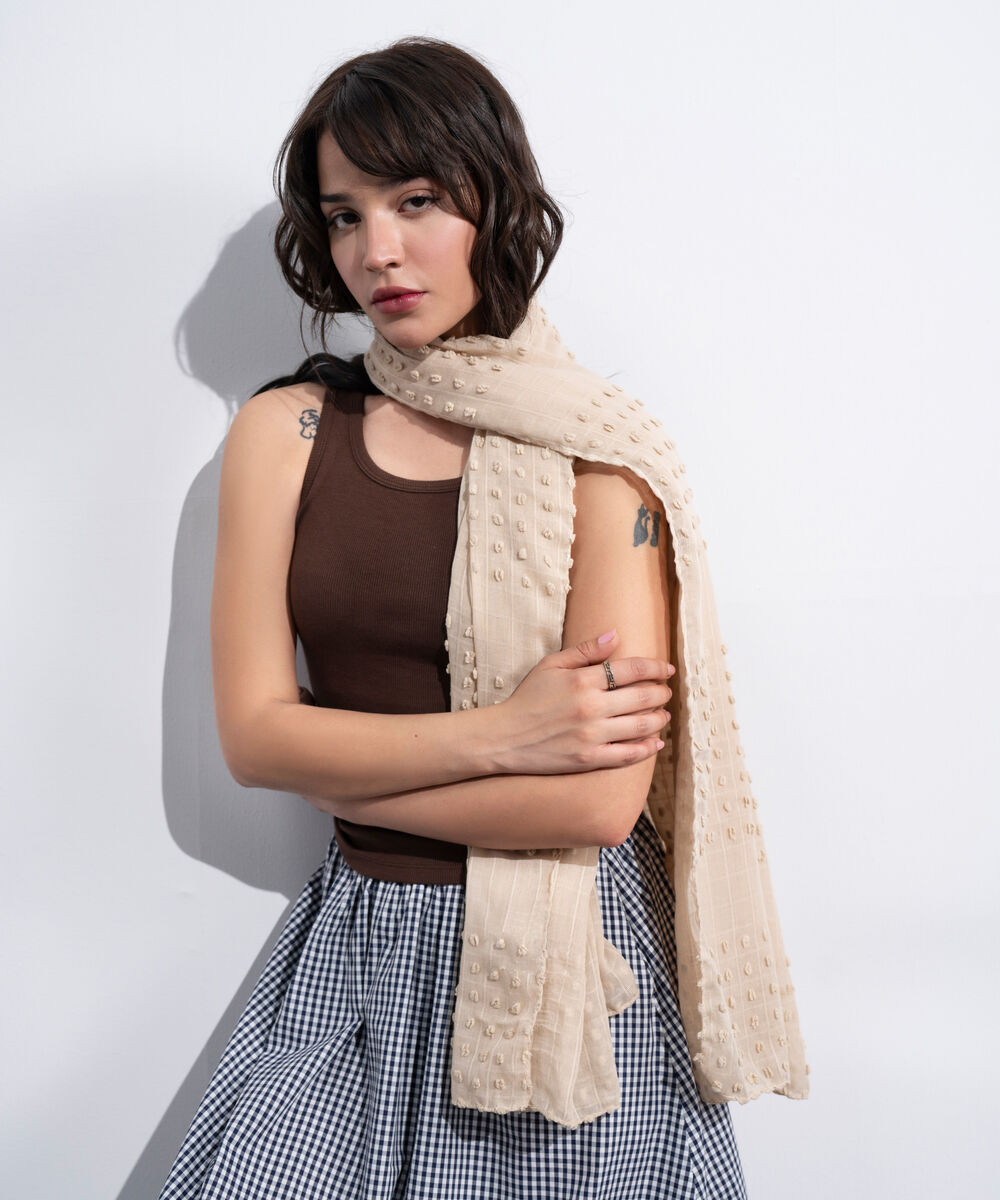 Women's Western Beige Rectangular Scarf