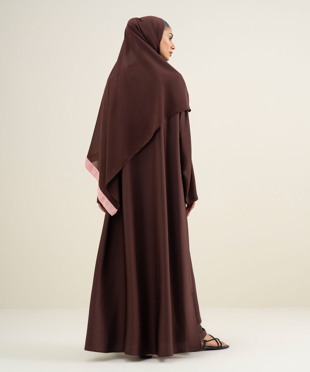 Women's Brown & Pink Wrap-Aroung Abbaya