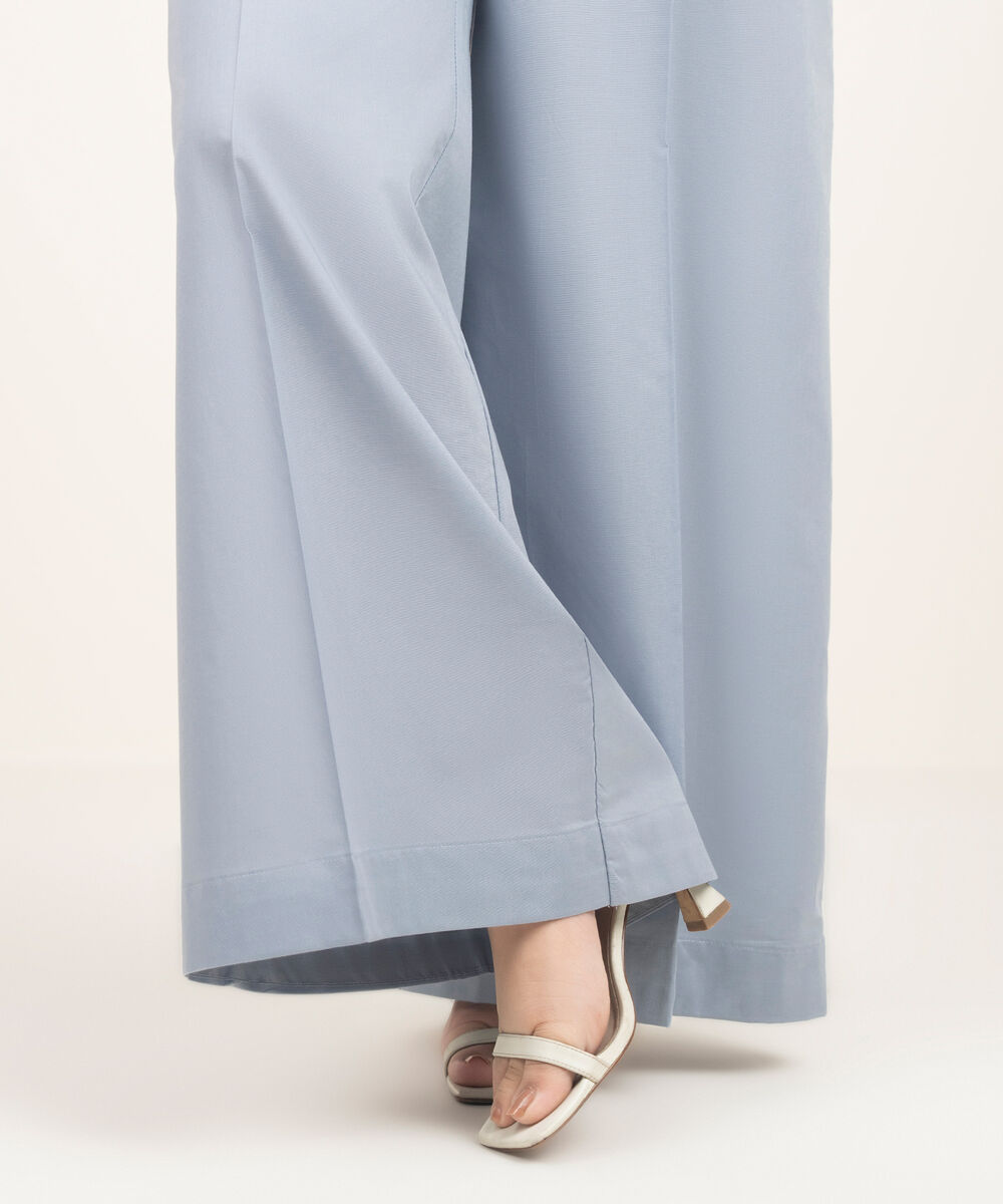 Women's RTW Cambric Solid Grey Flared Pants