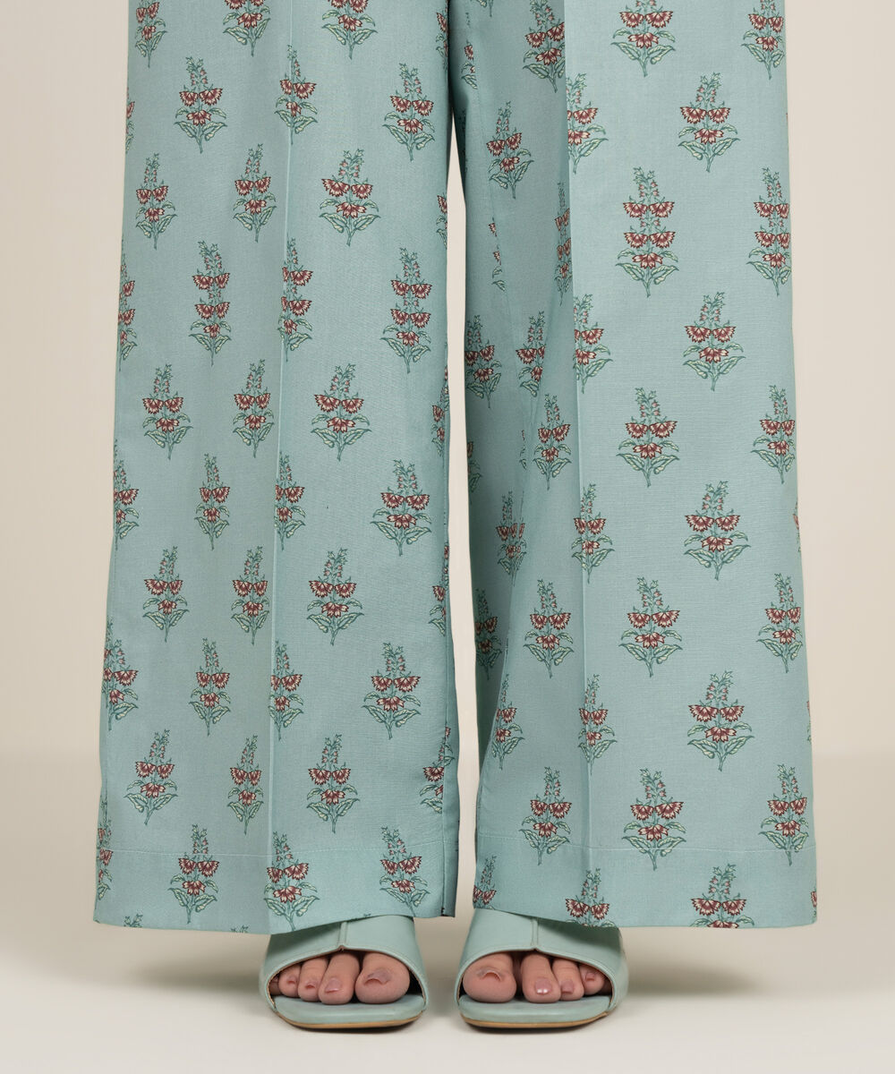 Women's RTW Cambric Printed Sage Green Culottes