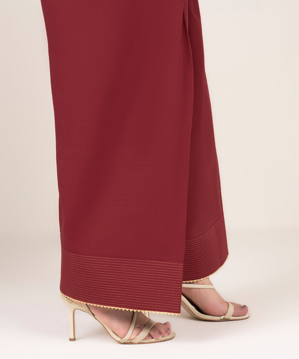 Women's RTW Cotton Red Farshi Shalwar