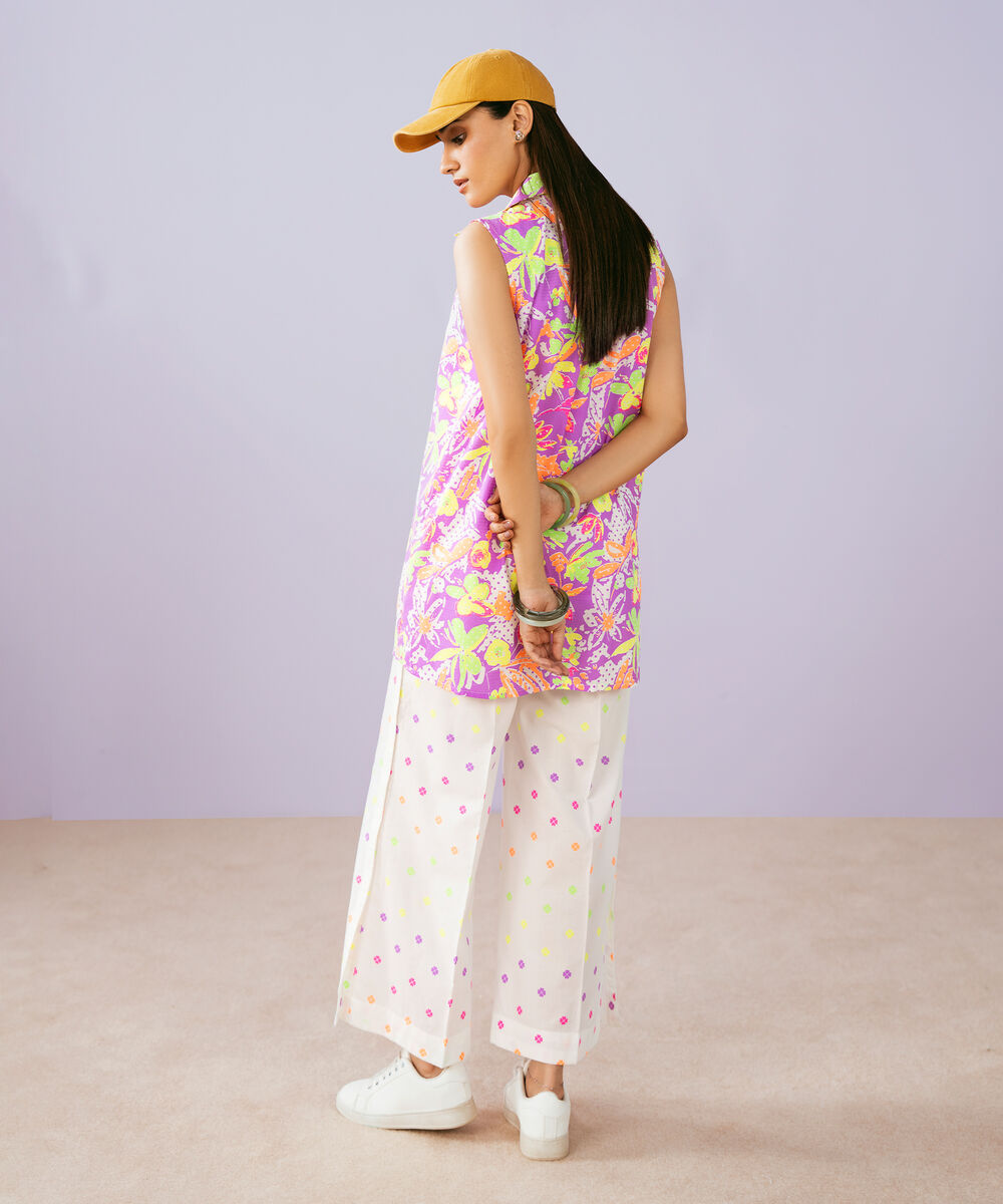 Women's RTW Dobby Printed Purple 2 Piece Suit