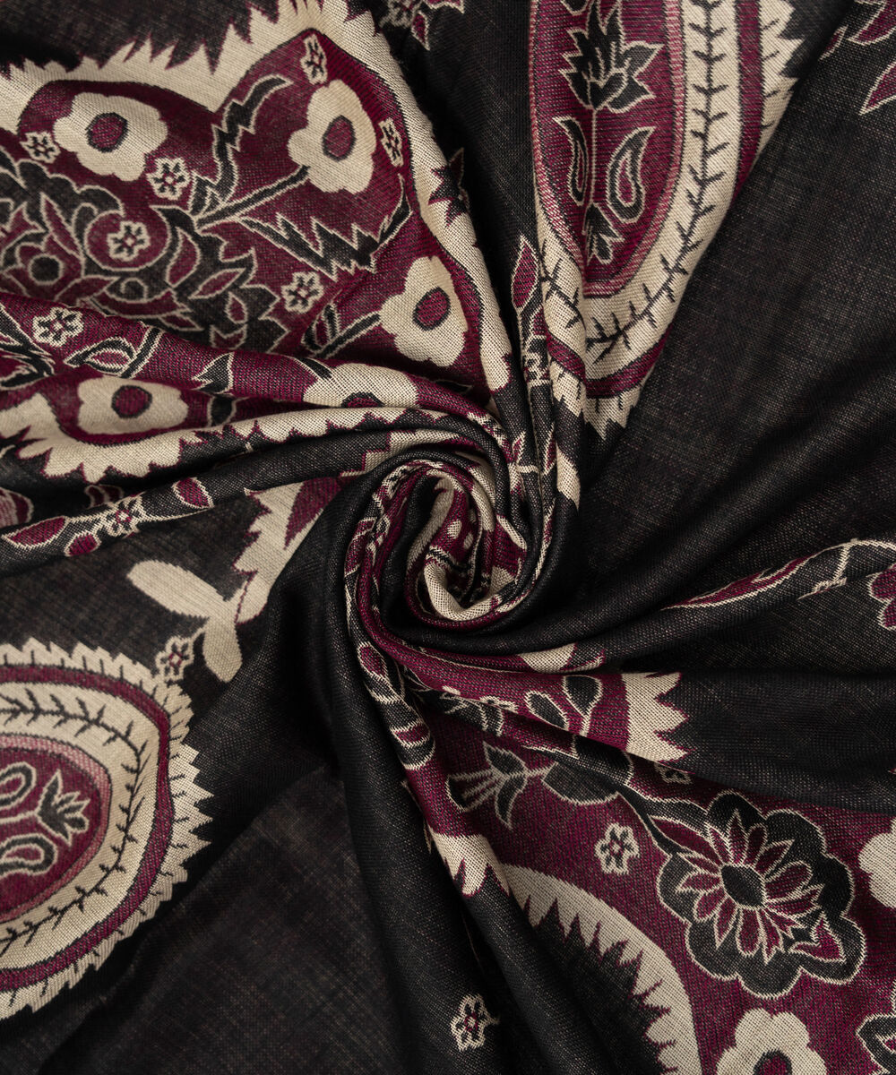 Jacquard Solid Black Shawl