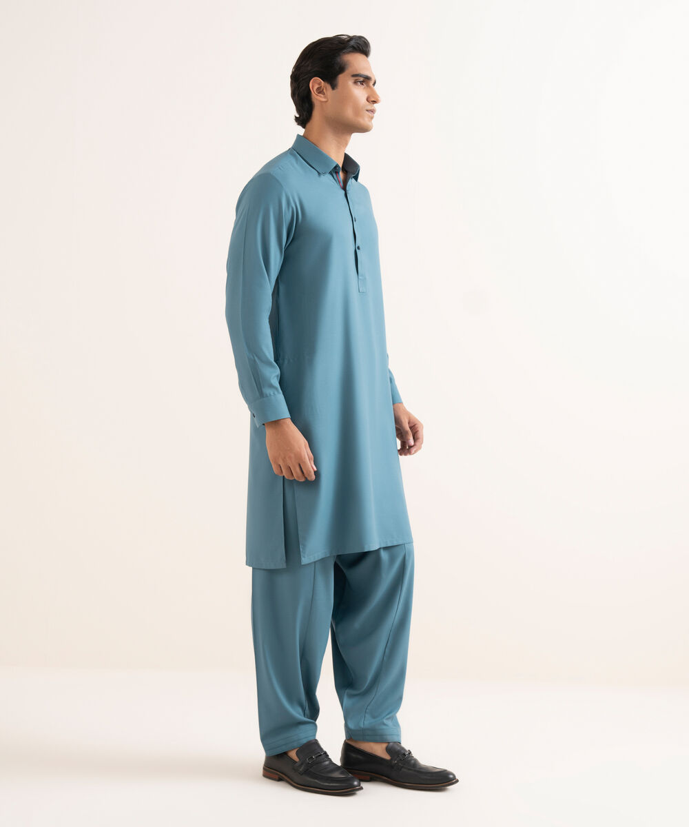 Men's Stitched Premium Wash & Wear Blue Suit