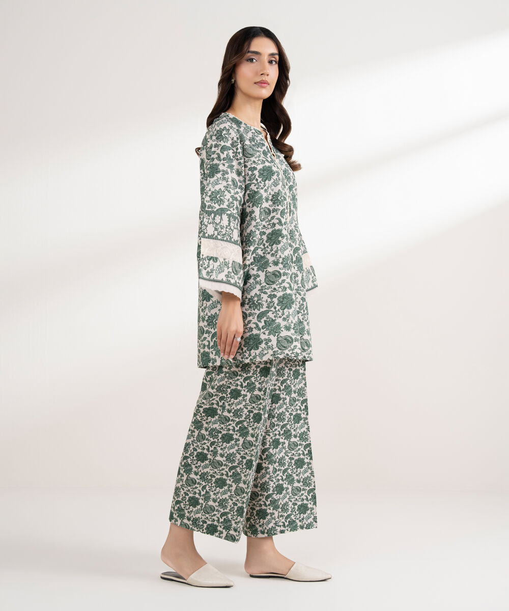 Women's RTW Light Khaddar Embroidered Straight Off White Shirt