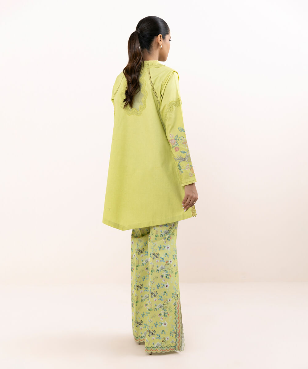 Women's Unstitched Lawn Embroidered Green Two Piece Suit