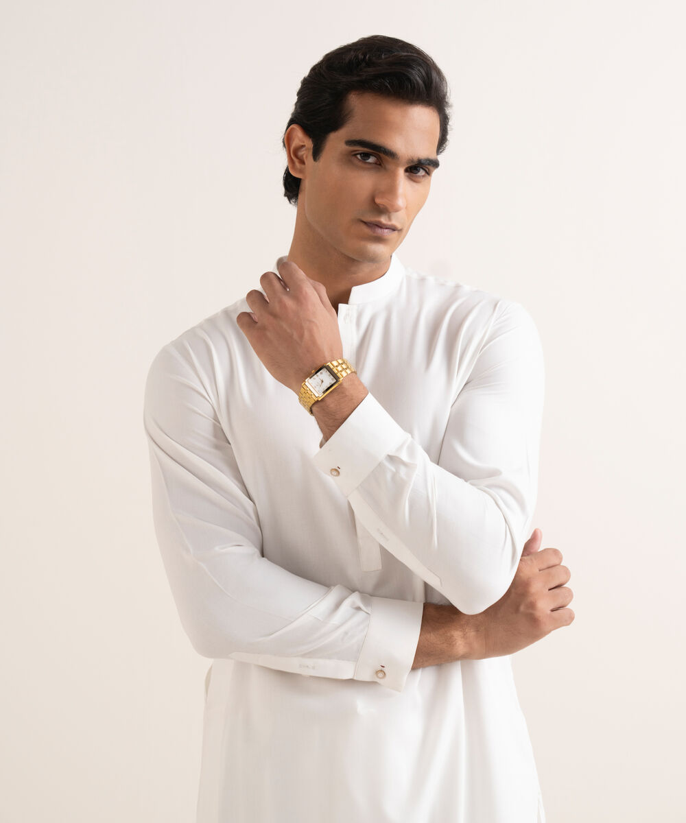 Men's Stitched Premium Wash & Wear White Suit