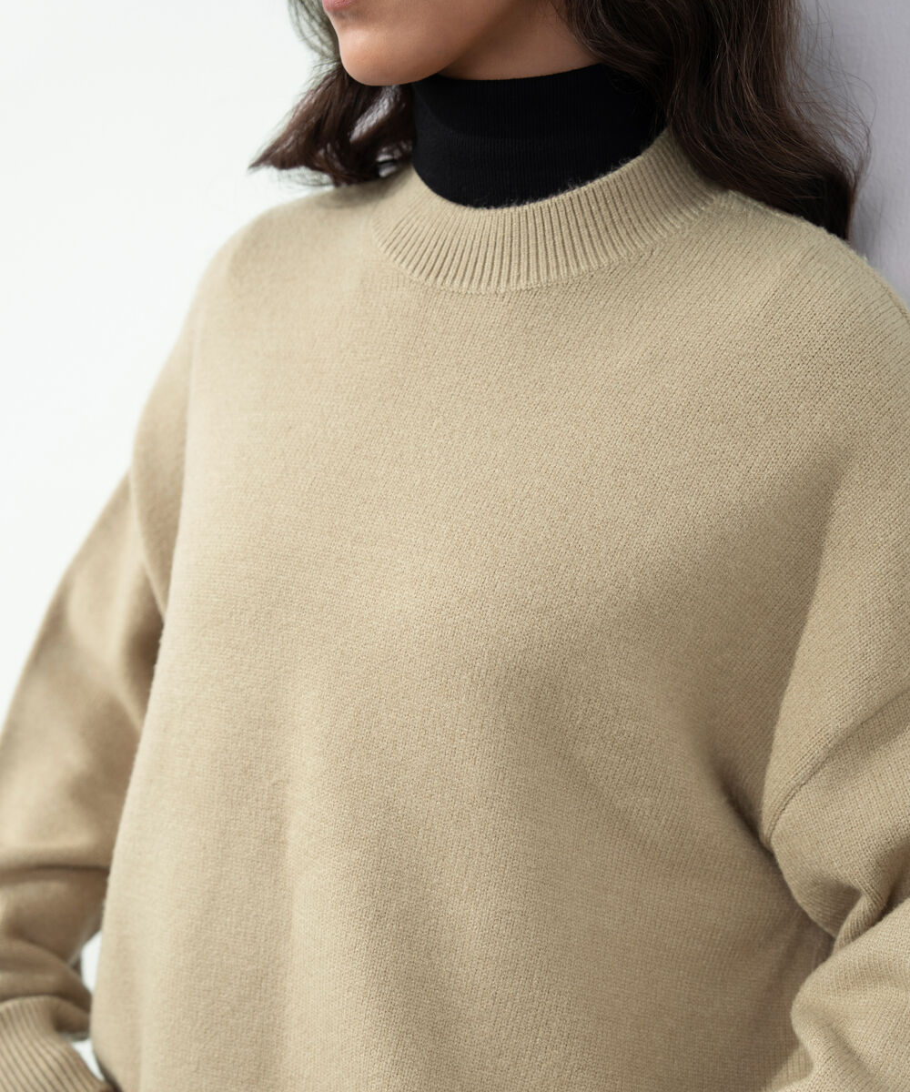 Women's Western Wear Beige Soft Touch Knit Sweater