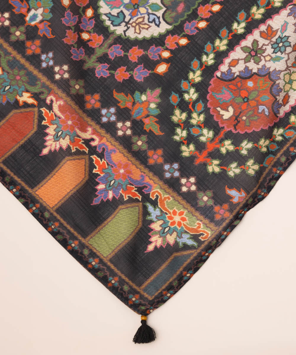 Textured Voile Multi Printed Dupatta