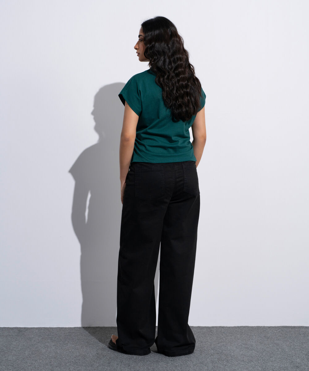 Women's Green Cinched Waist T-Shirt