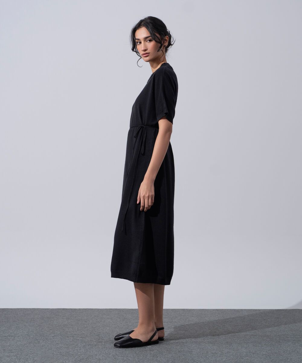 Women's Western Wear Black Short Sleeve Knit Dress
