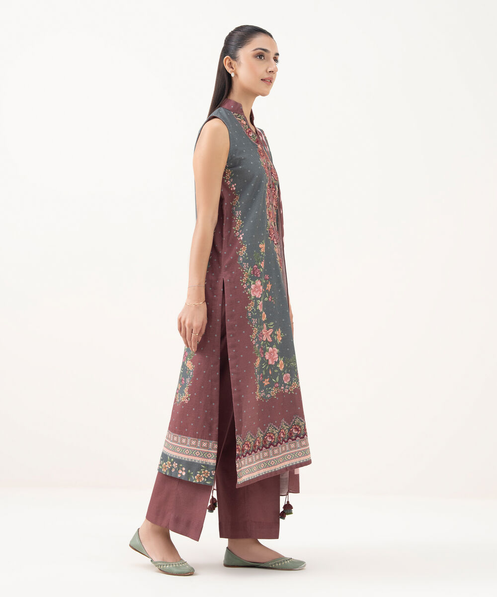 Women's Unstitched Khaddar Embroidered Multi 3 Piece Suit