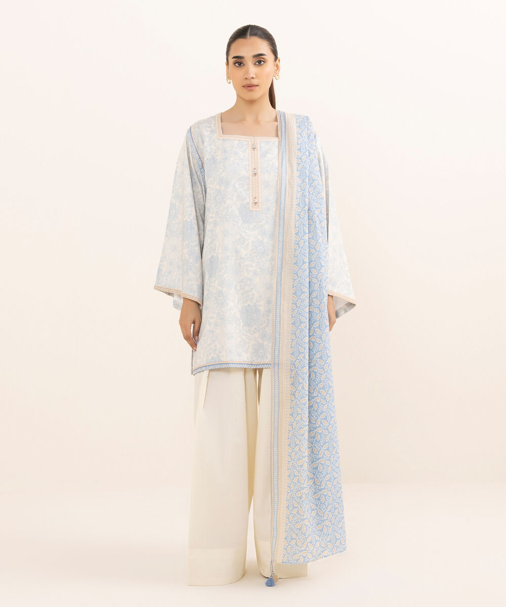 Women's Unstitched Lawn Printed Multi Three Piece Suit