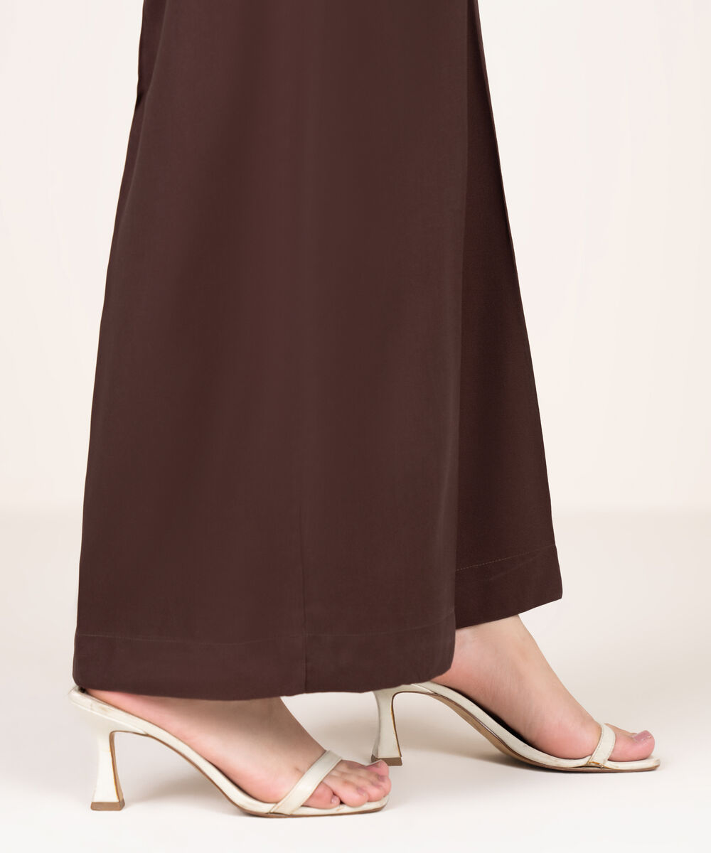 Women's RTW Khaddar Solid Brown Culottes