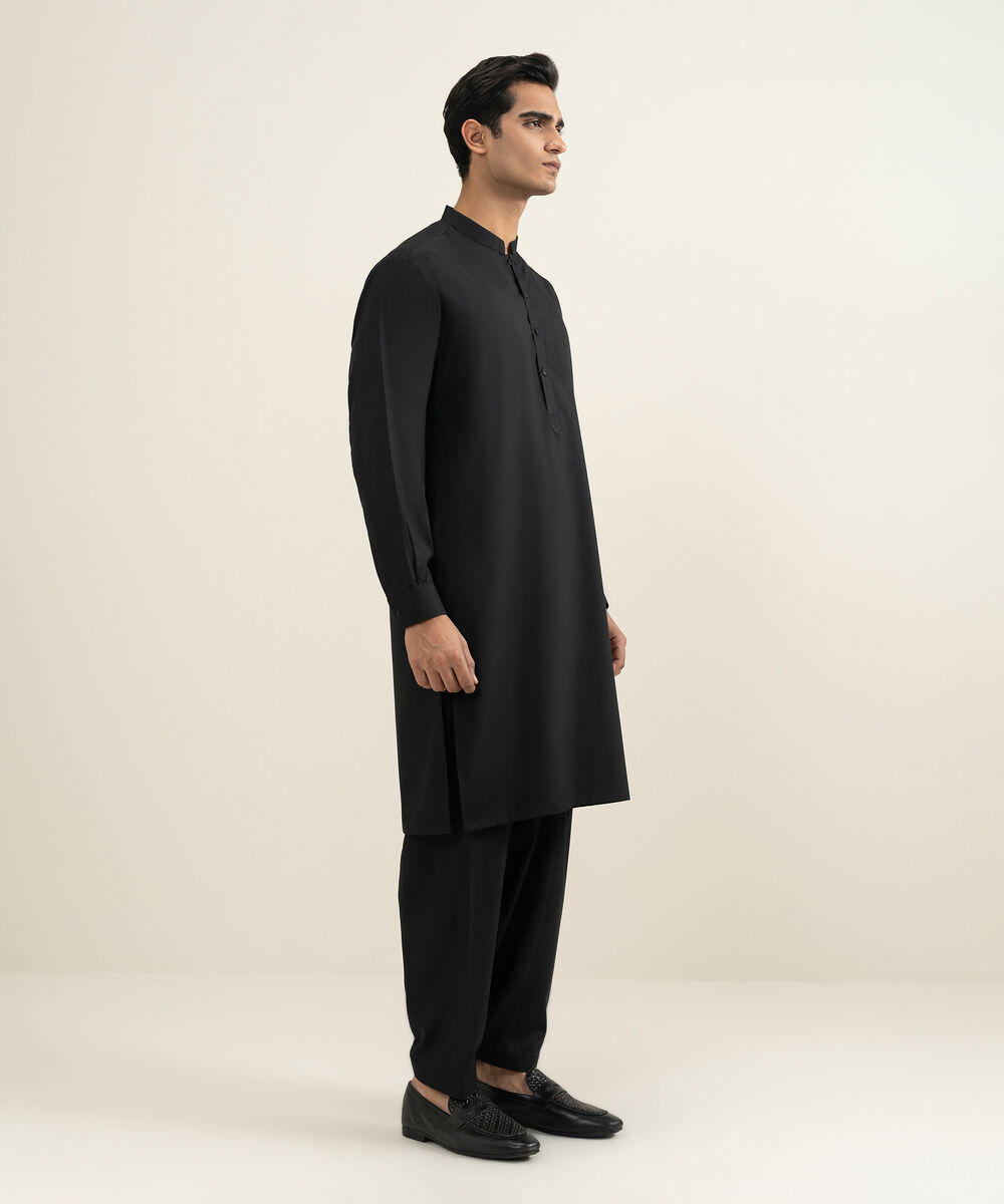 Men's Stitched Black Kurta Shalwar