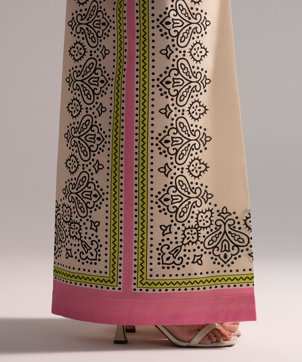 Women's RTW Cambric Printed Beige Culottes