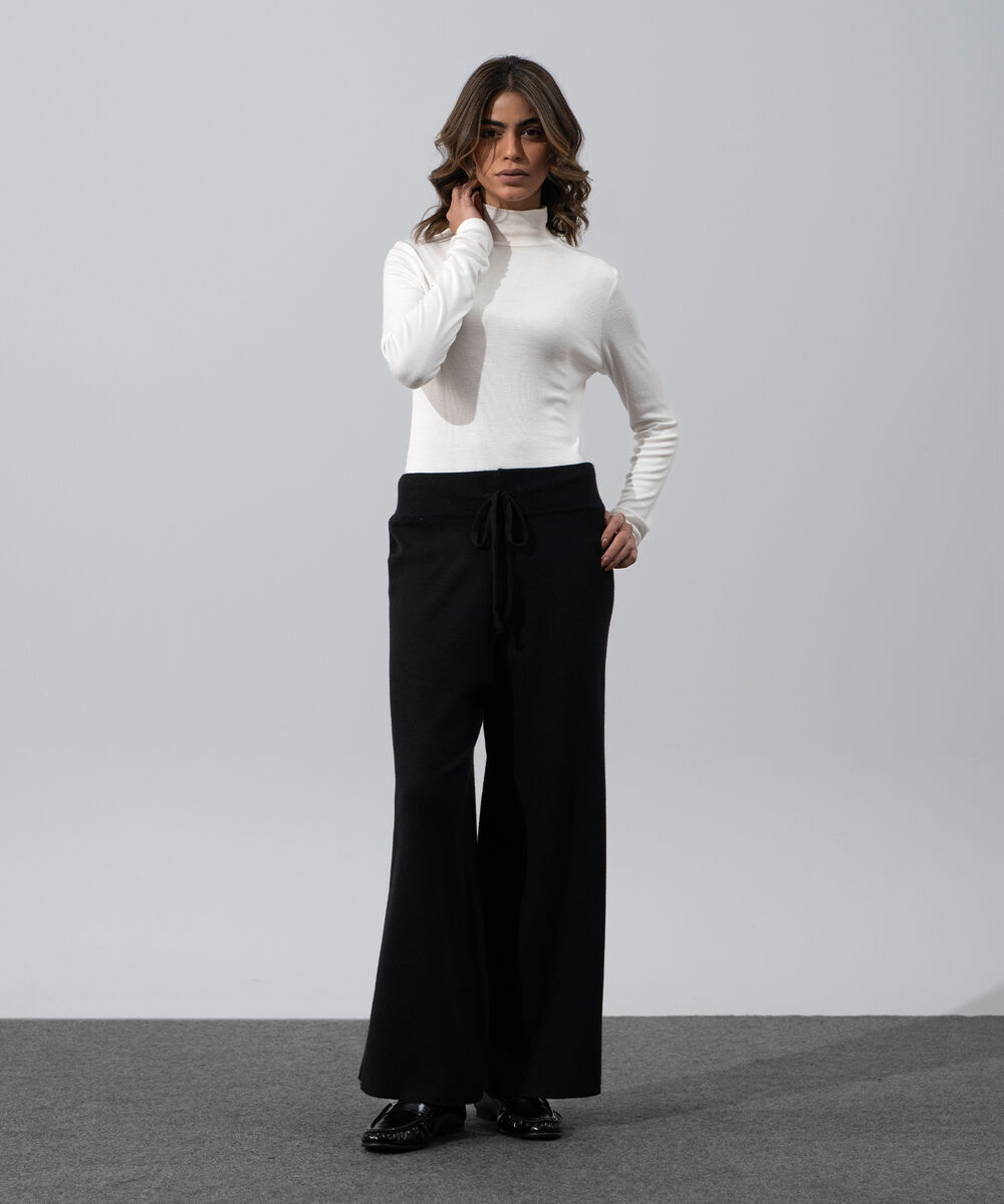 Women's Western Wear Black Pull-On Knit Culottes
