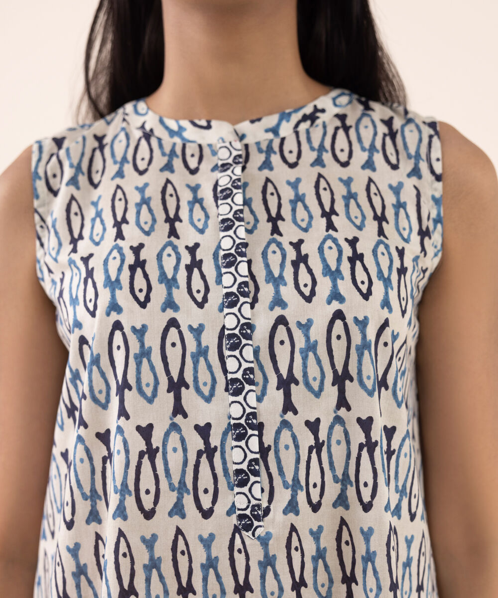 Women's RTW Lawn White Printed Aline Shirt