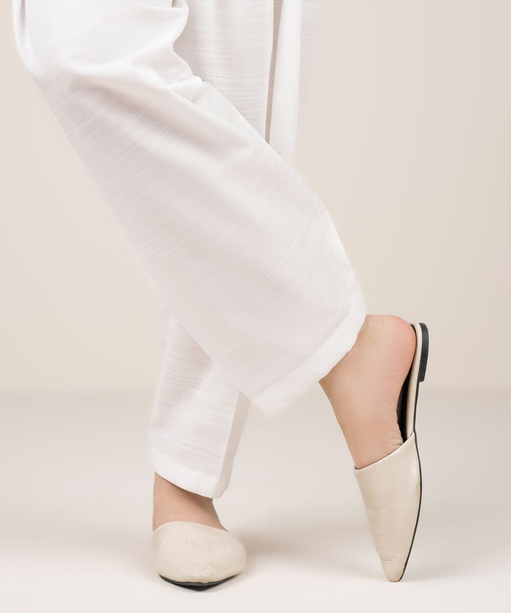 Women's RTW Khaddar Solid White Shalwar