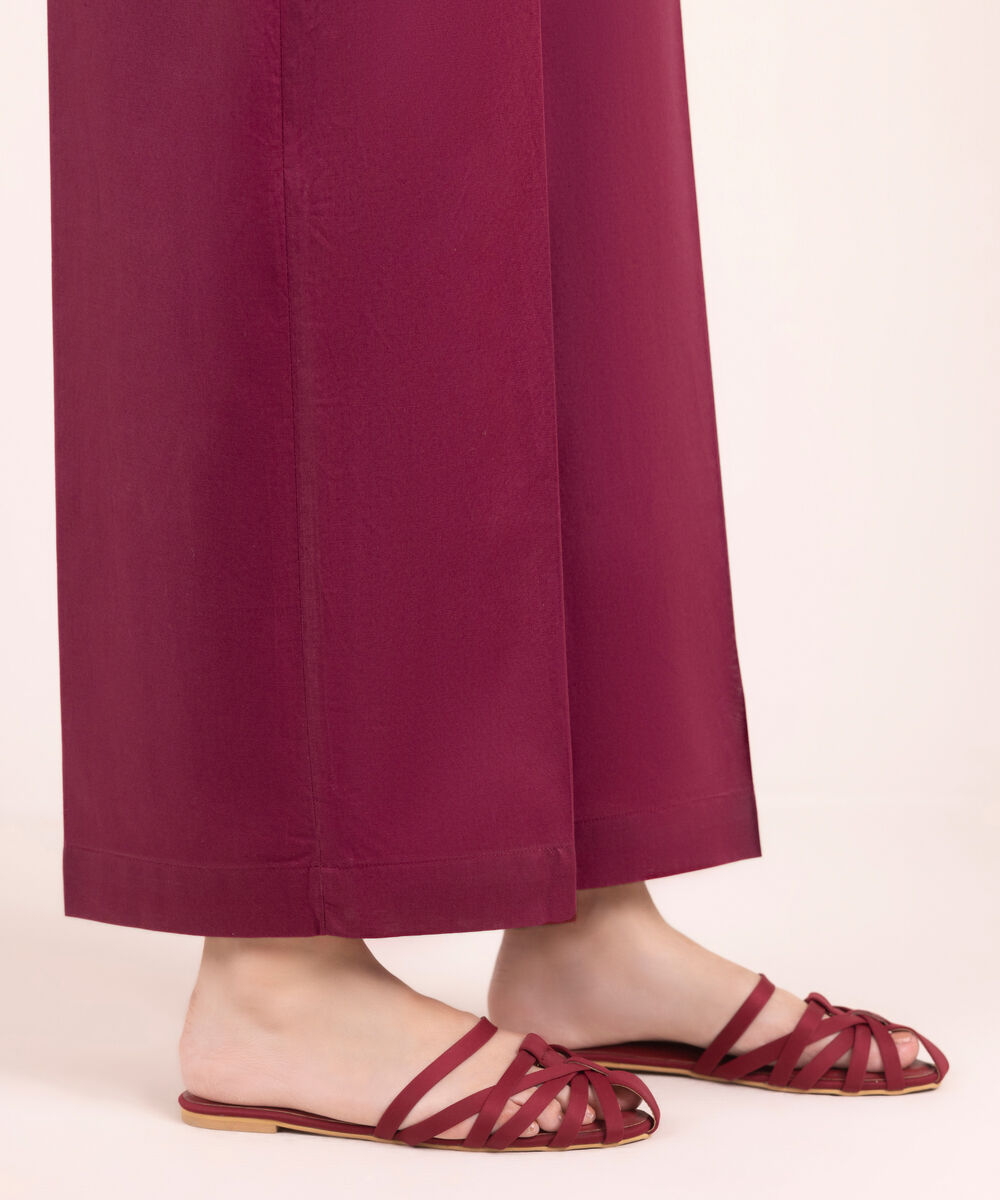 Women's RTW Linen Viscose Solid Plum Culottes